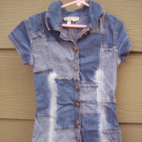 My Michelle Other - My Michelle Dress Sz 7 Girl Blue Faded Denim Patch
